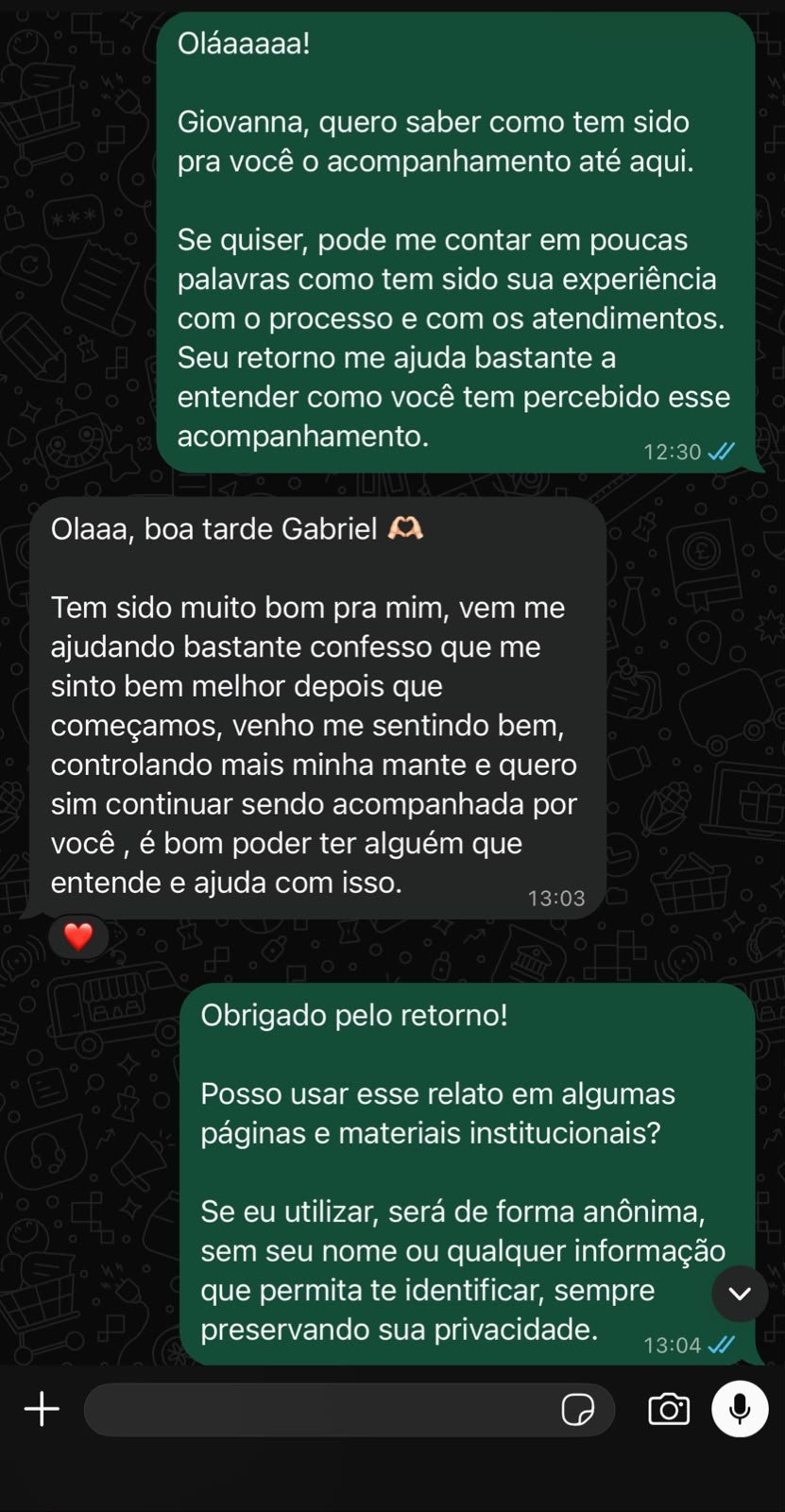 Depoimento real de paciente 1